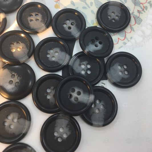 QUALITY 7/8" Black and Gray Buttons ITALIAN Vintage Sewing Button for Clothing / Coat & Jacket Buttons / Designer Decorative Buttons 554