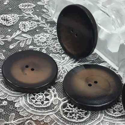 ITALIAN QUALITY 2 Hole Dark Chocolate Brown Buttons 1-3/4" (44mm) 72L Vintage Sewing Button for Clothing / Coat & Jacket Buttons 530