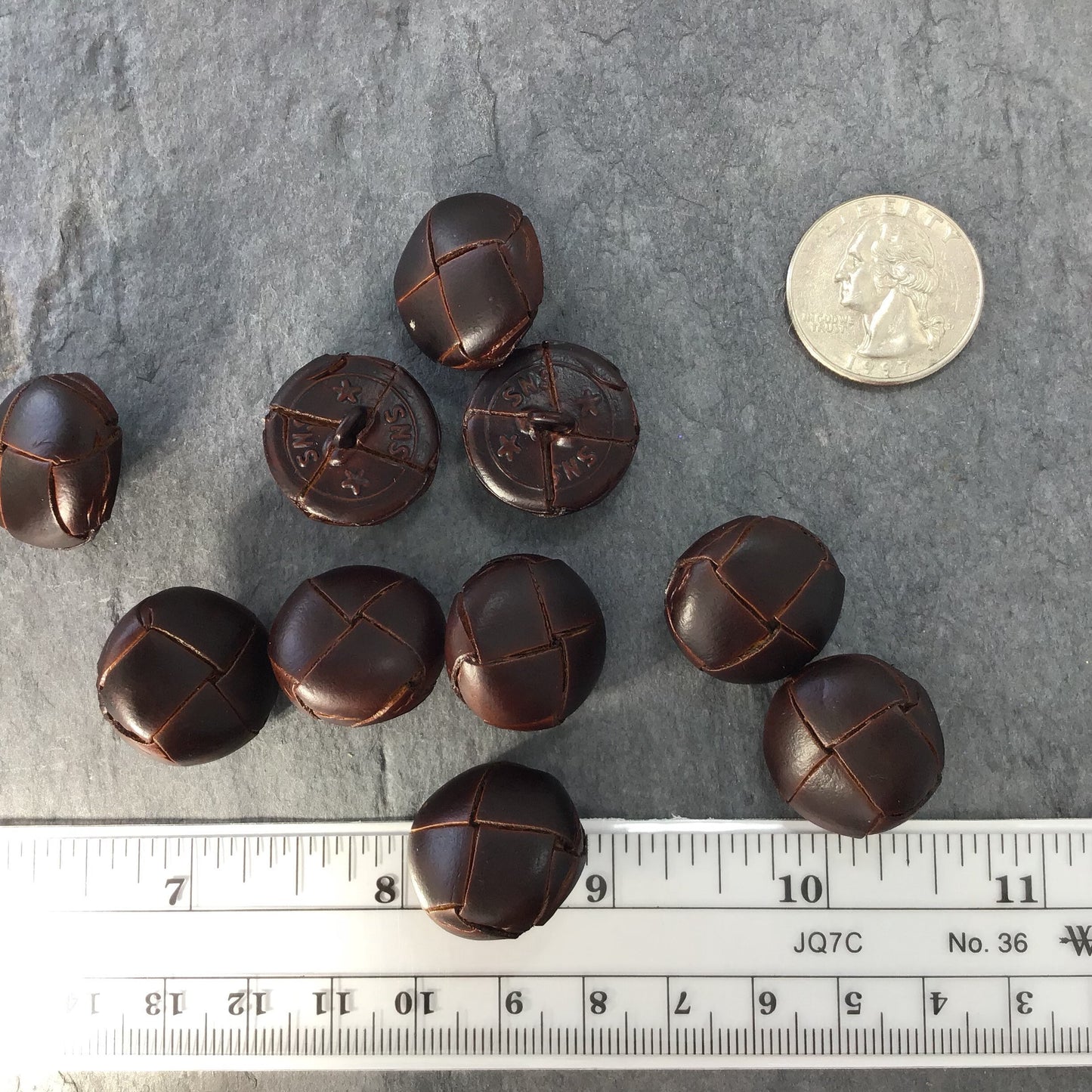 QUALITY Leather Buttons 3/4" ITALIAN Vintage Sewing Button for Clothing / Brown Faux Leather Shank Buttons / Designer Buttons 645