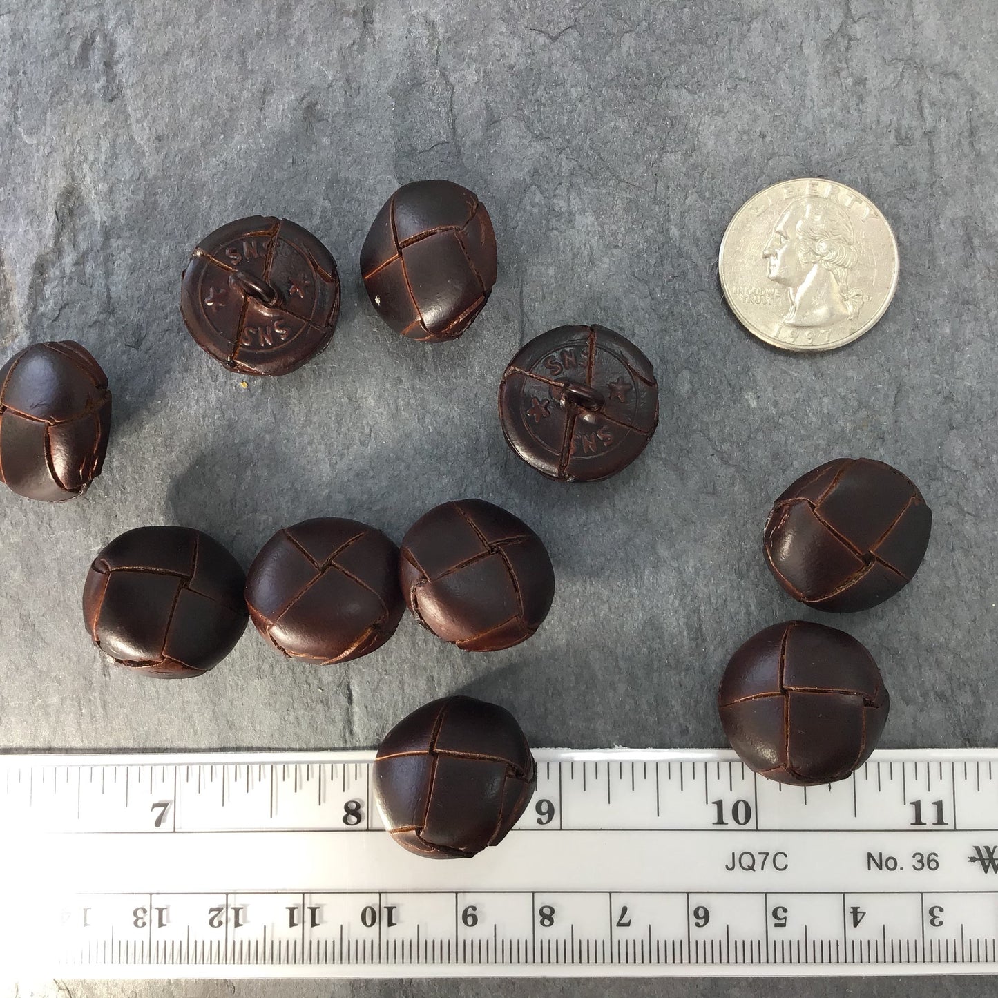 QUALITY Leather Buttons 3/4" ITALIAN Vintage Sewing Button for Clothing / Brown Faux Leather Shank Buttons / Designer Buttons 645