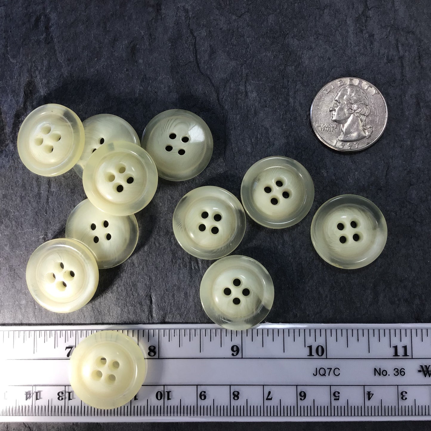 QUALITY 7/8" Clear Cream 4 Hole Buttons ITALIAN Vintage Sewing Button for Clothing / Coat Button / Jacket Buttons / Dress Buttons 647