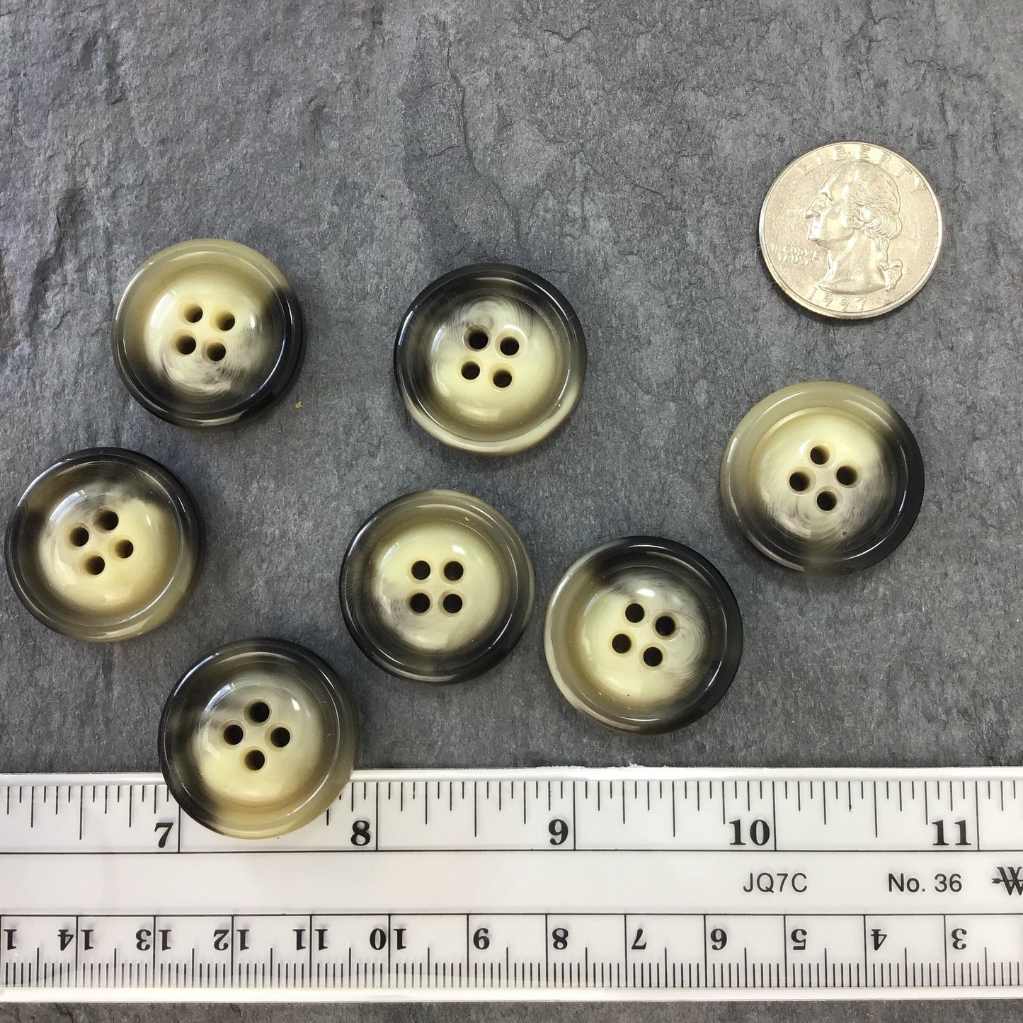 QUALITY 1" Dark Jade Green 4 Hole Buttons ITALIAN Vintage Sewing Button for Clothing / Coat Buttons / Jacket Buttons / Dress Buttons 648