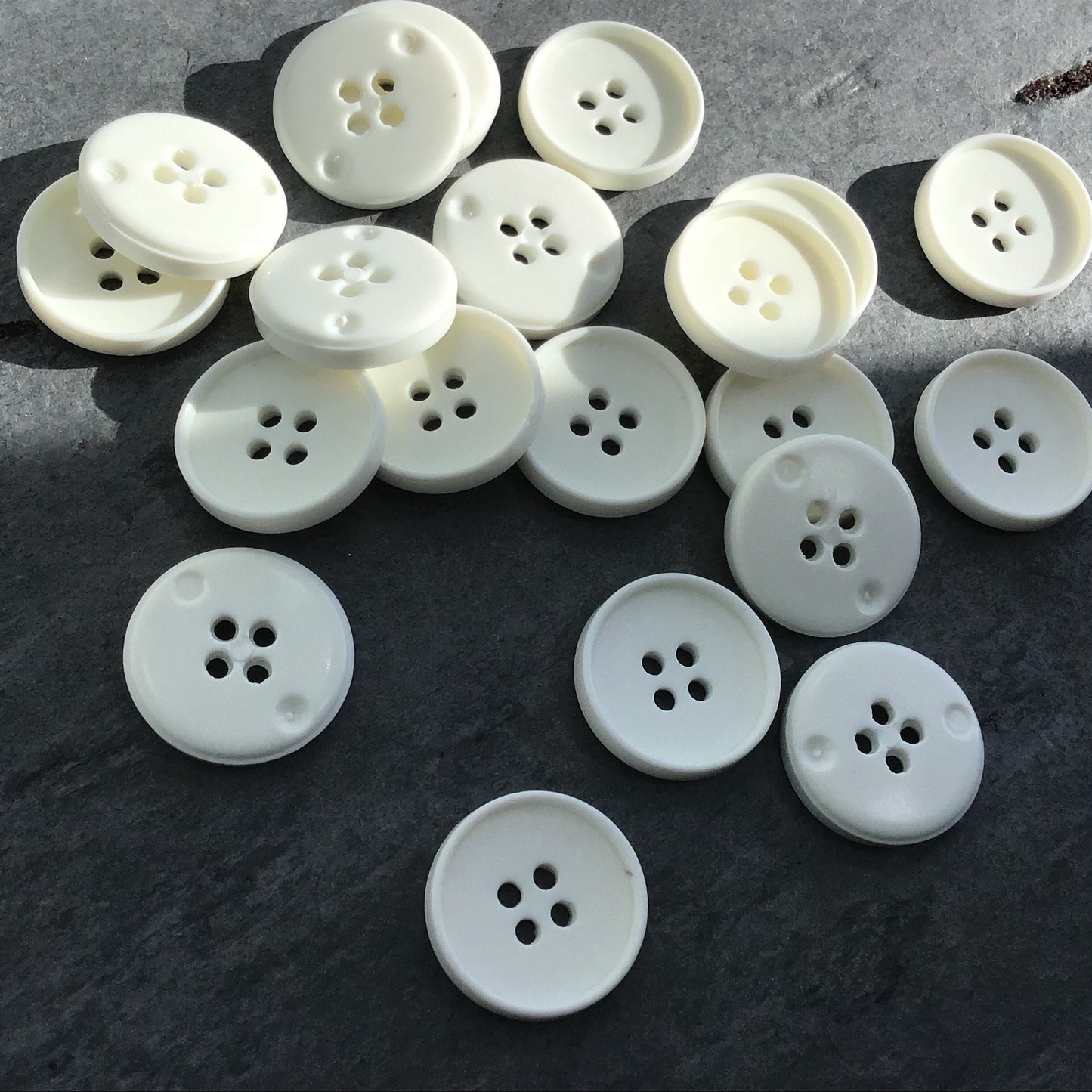 WHITE Buttons ITALIAN Vintage Sewing Button for Clothing / Wholesale 4 Hole White Buttons Made in USA 657