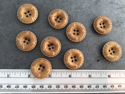 Made in JAPAN 1" Camel Tan 4 Hole Resin Leather Buttons / Coat & Jacket Buttons / Dress Buttons / Designer Decorative Buttons 664