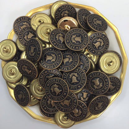 LIBERTY INDEPENDENCE 1776 Dark Bronze Buttons Vintage Metal Shank Buttons for Clothing / Blazer Buttons & Jacket Buttons 59