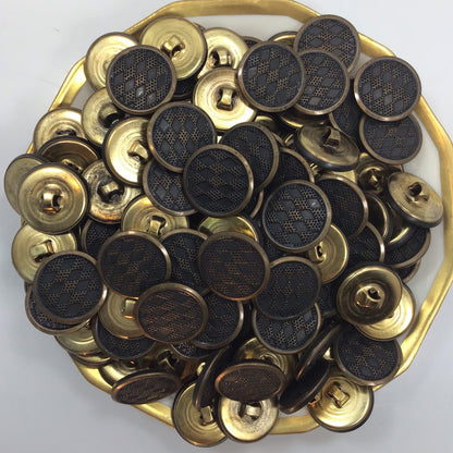 DIAMOND TEXTURED Dark Bronze Buttons 3/4" Vintage Metal Shank Buttons for Clothing / Blazer Buttons & Jacket Buttons 131