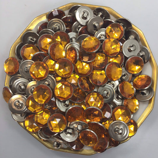 Golden Orange Gem Buttons 5/8" Vintage Shank Buttons for Clothing / Dress Buttons & Jacket Buttons / Decorative Buttons 3