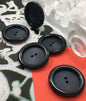 LARGE BLACK Buttons VINTAGE Italian Buttons for Coat / Jacket Buttons / 35mm Black 2 Hole Buttons / 54L Big Buttons Wholesale 505