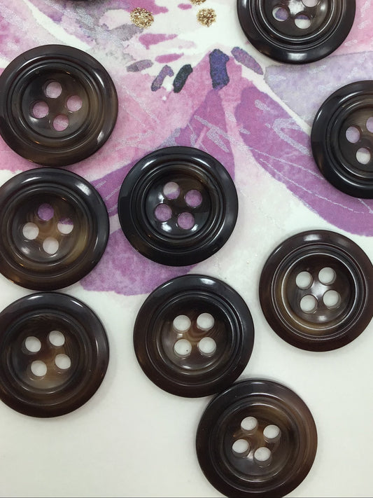 QUALITY 13/16" Brown Buttons ITALIAN Vintage Sewing Button for Clothing / 4 Hole Buttons / Designer Decorative Buttons 606