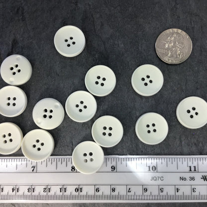 WHITE Buttons ITALIAN Vintage Sewing Button for Clothing / Wholesale 4 Hole White Buttons Made in USA 657