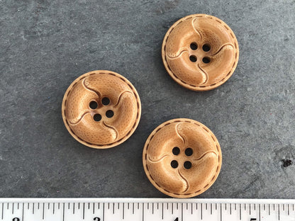 Made in JAPAN 1" Camel Tan 4 Hole Resin Leather Buttons / Coat & Jacket Buttons / Dress Buttons / Designer Decorative Buttons 664