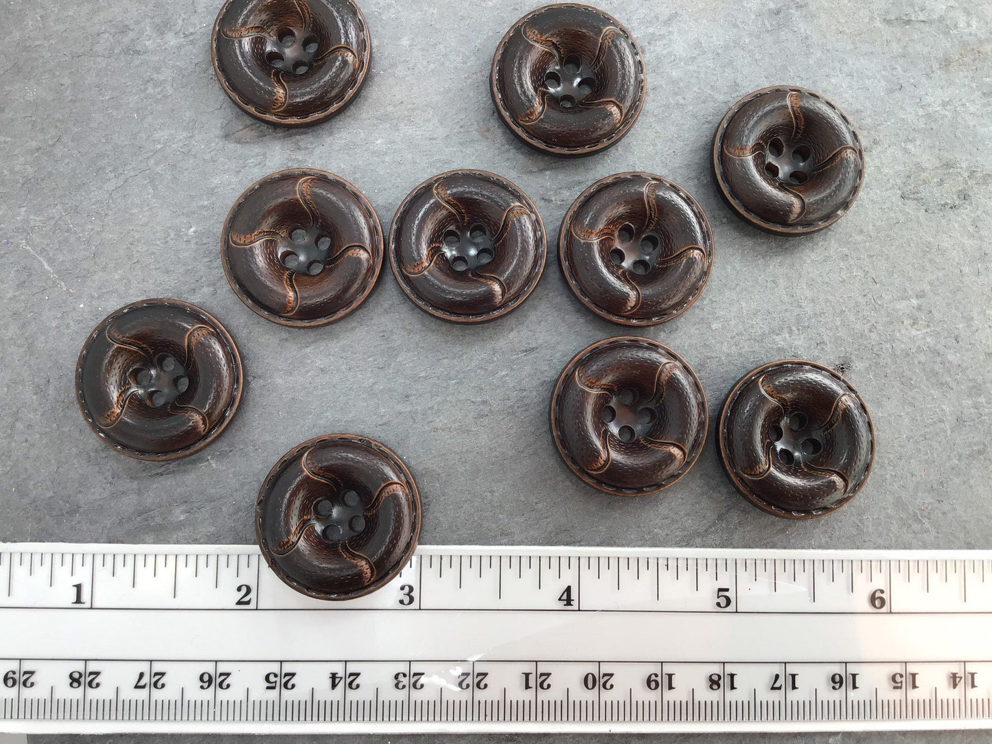 Made in JAPAN 1" Chocolate Brown 4 Hole Resin Leather Buttons / Coat & Jacket Buttons / Dress Buttons / Designer Decorative Buttons 667