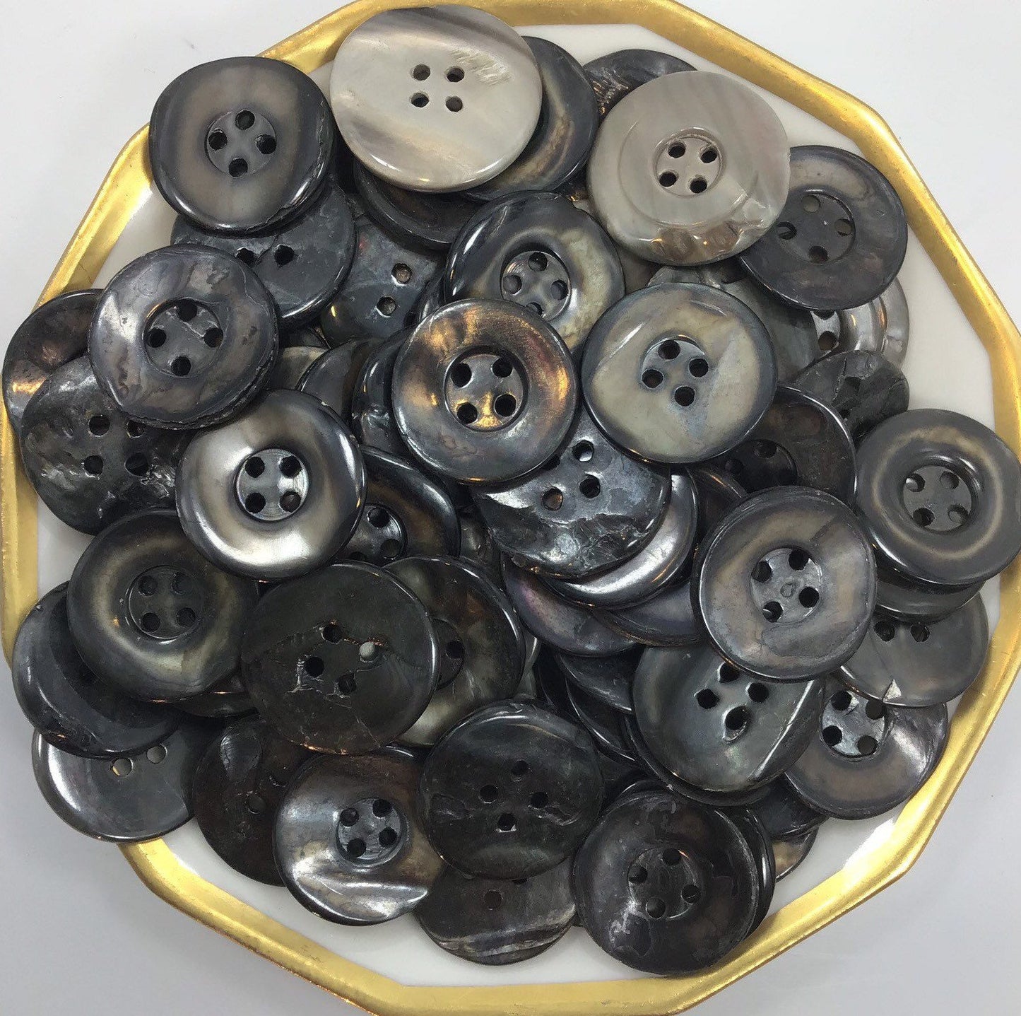 Dark Brown Mother of Pearl Buttons 7/8" Vintage 4 Hole Buttons for Clothing / Jacket Buttons / Coat Buttons / Dress Buttons 38