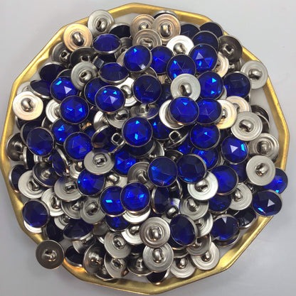 Sapphire Blue SILVER BUTTONS 5/8" Silver Metal Buttons for Clothing / Blazer Buttons & Jacket Buttons / Blue Gem Shank Buttons 87