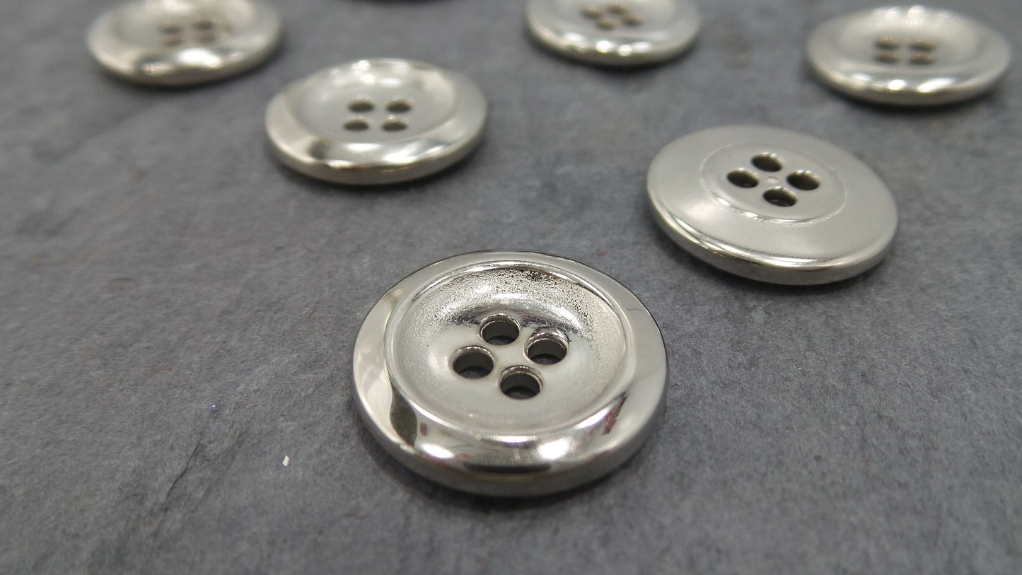 SILVER METAL BUTTONS 4 Hole / 13/16" Metal Silver Buttons / Pants Buttons / Jacket Buttons 154