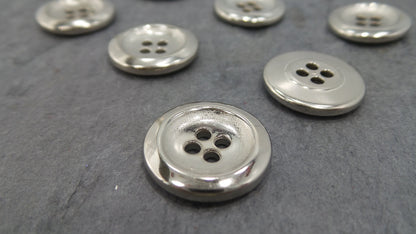 SILVER METAL BUTTONS 4 Hole / 13/16" Metal Silver Buttons / Pants Buttons / Jacket Buttons 154