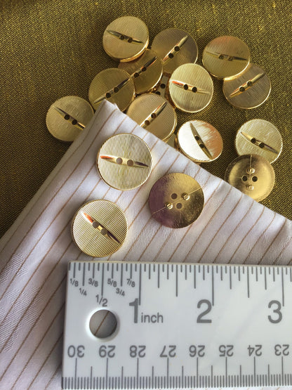 ITALIAN 2 Hole METALLIC GOLD Buttons 7/8" (23mm) 36L Vintage Sewing Button / Dress buttons / Shirt Buttons / Designer Buttons 815