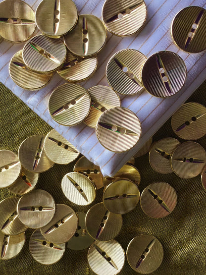 ITALIAN 2 Hole METALLIC GOLD Buttons 7/8" (23mm) 36L Vintage Sewing Button / Dress buttons / Shirt Buttons / Designer Buttons 815