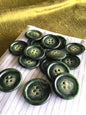 Italian Hunter Green 4 HOLE Buttons 1-1/8” Sage/Green Two Tone Buttons Vintage/ Jacket Buttons/ Wholesale  Decorative Buttons 538/805/739