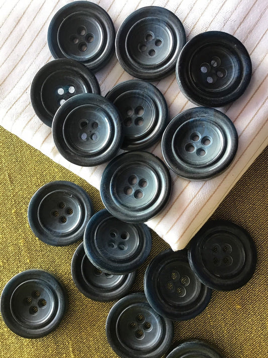 Italian Navy Black 4 HOLE Buttons 1-1/8" (28mm) 44L Dark Blue Black Two Tune Buttons Vintage/ Coat Buttons/ Wholesale Decorative Buttons 869