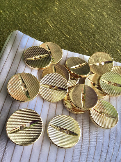 ITALIAN 2 Hole METALLIC GOLD Buttons 7/8" (23mm) 36L Vintage Sewing Button / Dress buttons / Shirt Buttons / Designer Buttons 815