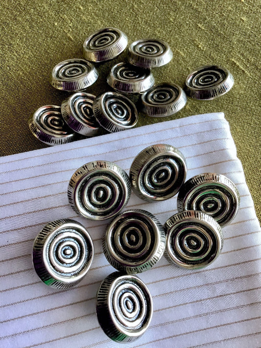 SILVER EMBOSSED Buttons 1" (25mm) 40L Circular Texture Antique Silver Metal Button / Shank Silver Buttons / Silver Blazer Buttons 892