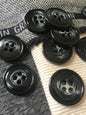 BLACK Grey Swirl ITALIAN Buttons VINTAGE 4 Hole Coat Buttons 1-1/4" (32mm) 50L Jacket and Coating Buttons / Decorative Sewing Buttons 506