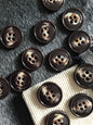 ITALIAN Chocolate Brown Cream VINTAGE Buttons Premium Quality Coat & Jacket Buttons 1-1/4" (32mm) 50L Designer Decorative Buttons 518