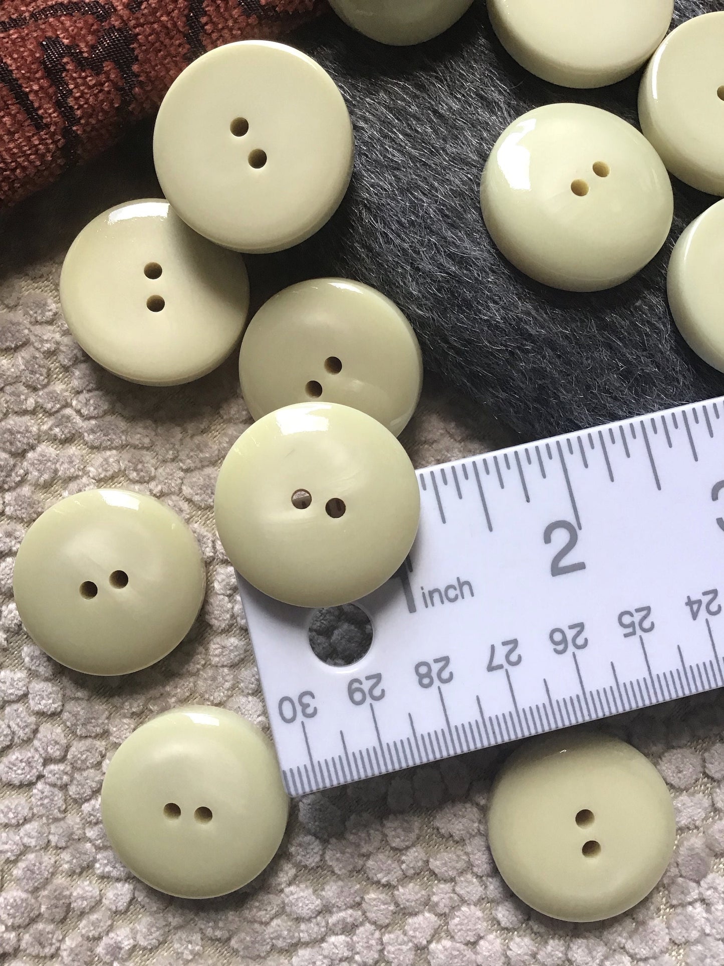 VINTAGE Cream Ivory LARGE Buttons ITALIAN Designer Buttons 1-3/16" (29mm) 48L Thick 2 Hole Coat Buttons 524