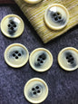 ITALIAN VINTAGE Cream Ivory Grey Buttons 1-3/8" (35mm) 54L Sewing Buttons for Clothing 4 Hole Decorative Buttons 528