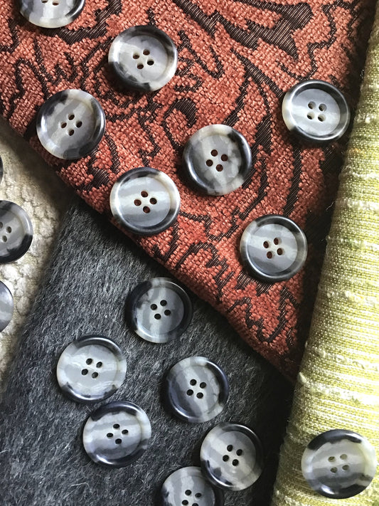 QUALITY Multi Grey Buttons ITALIAN Vintage Sewing Button for Clothing / Coat & Jacket Buttons 15/16" (22mm) 36L Designer Buttons 536