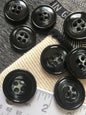 BLACK Grey Swirl ITALIAN Buttons VINTAGE 4 Hole Coat Buttons 1-1/4" (32mm) 50L Jacket and Coating Buttons / Decorative Sewing Buttons 506