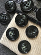 BLACK Grey Swirl ITALIAN Buttons VINTAGE 4 Hole Coat Buttons 1-1/4" (32mm) 50L Jacket and Coating Buttons / Decorative Sewing Buttons 506