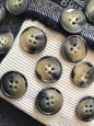 ITALIAN Taupe Grey Clear SWIRL Buttons VINTAGE 4 Hole Buttons for Clothing / Jacket Buttons / Coat Buttons / Designer Decorative Buttons 516