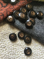 ITALIAN Pearl-like Thick Brown Buttons 15/16" (22mm) 36L Designer Vintage Thick Buttons 2 Hole Buttons 521