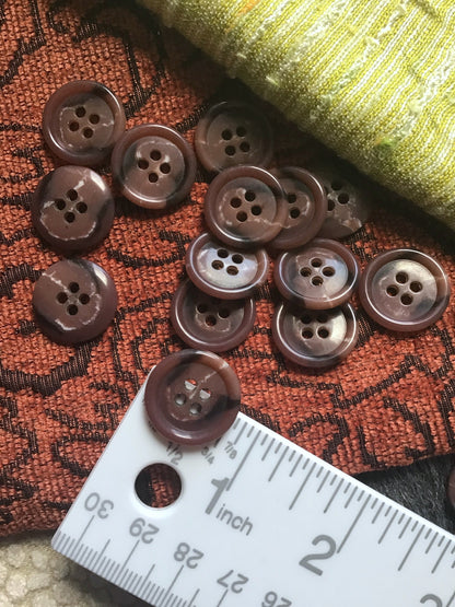 SIENNA COPPER BROWN Buttons 3/4" (19mm) 30L Italian Vintage 4 Hole Buttons / Wholesale Sewing Buttons for Clothing 522