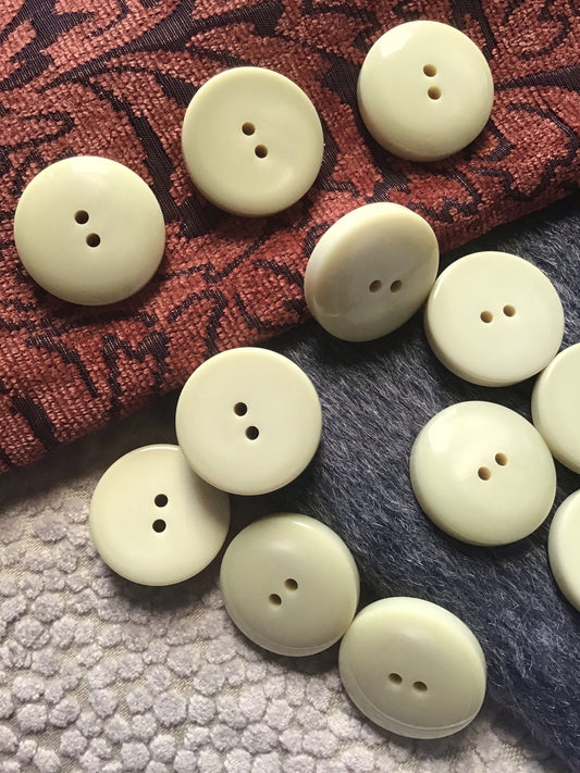 VINTAGE Cream Ivory LARGE Buttons ITALIAN Designer Buttons 1-3/16" (29mm) 48L Thick 2 Hole Coat Buttons 524