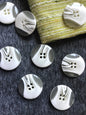 FANCY ITALIAN 1" Clear White Designer Buttons (25mm) 40L Vintage 4 Hole Sewing Buttons for clothing / Wholesale Craft Buttons / 527