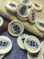 ITALIAN VINTAGE Cream Ivory Grey Buttons 1-3/8" (35mm) 54L Sewing Buttons for Clothing 4 Hole Decorative Buttons 528