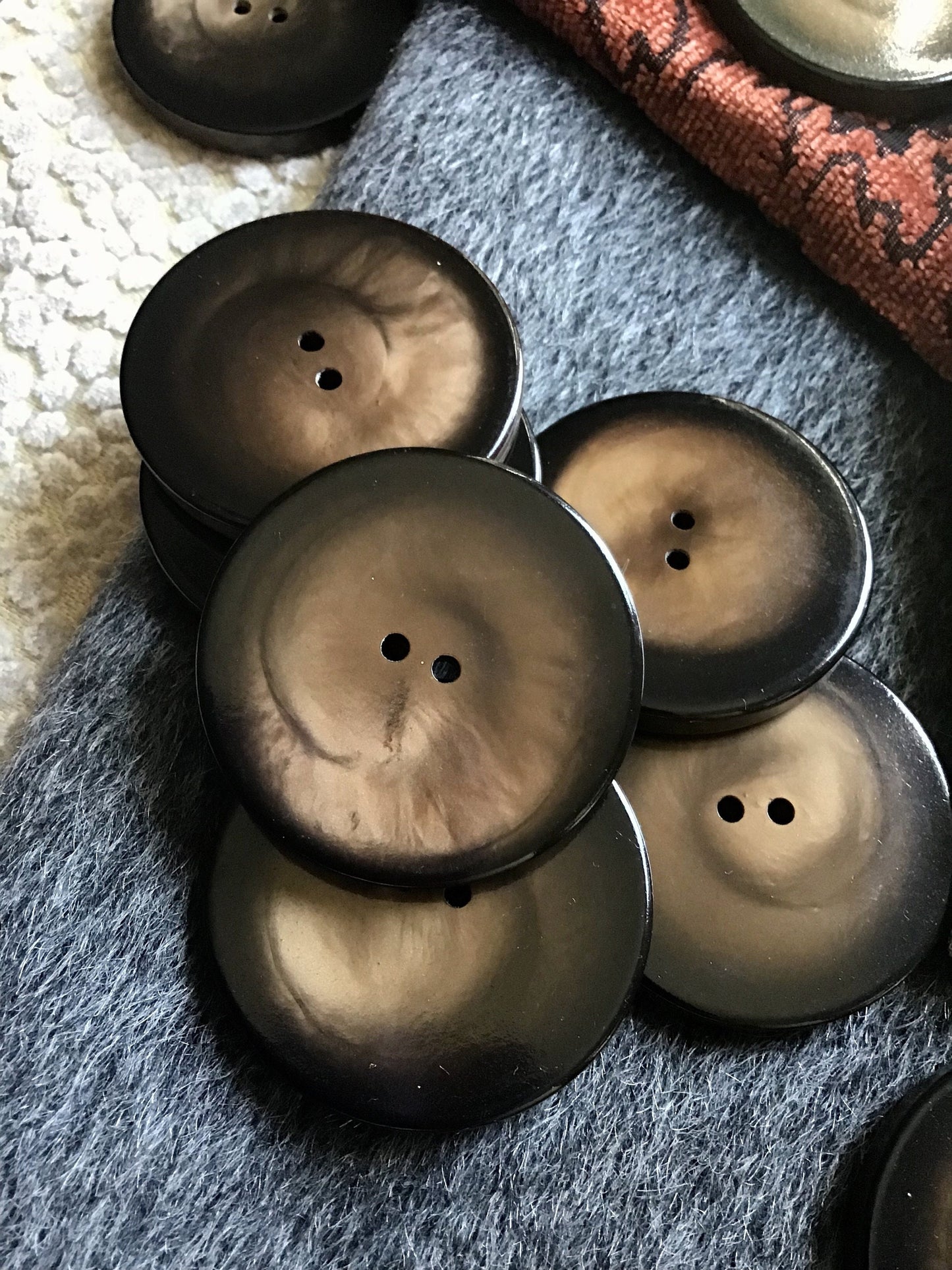 ITALIAN QUALITY 2 Hole Dark Chocolate Brown Buttons 1-3/4" (44mm) 72L Vintage Sewing Button for Clothing / Coat & Jacket Buttons 530