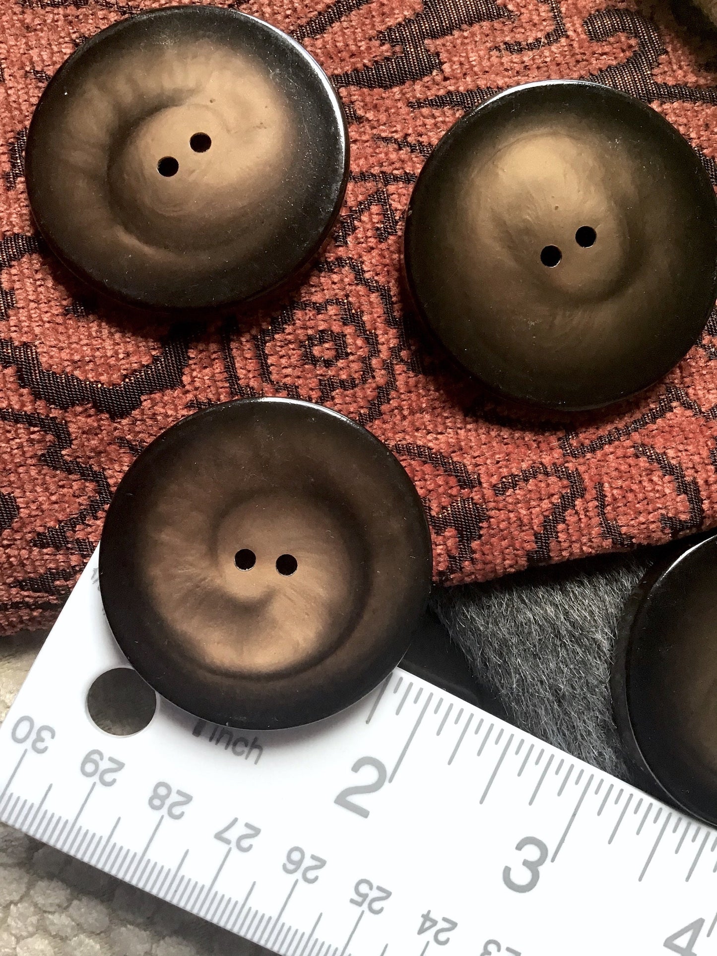 ITALIAN QUALITY 2 Hole Dark Chocolate Brown Buttons 1-3/4" (44mm) 72L Vintage Sewing Button for Clothing / Coat & Jacket Buttons 530