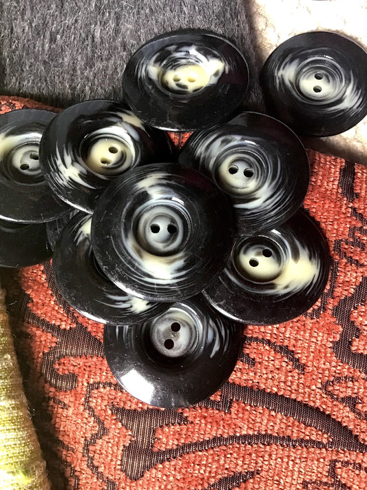 QUALITY ITALIAN Black Cream Buttons Vintage Sewing Button for Clothing Coat & Jacket Buttons 1-3/8" (35mm) 54L Decorative Buttons 534