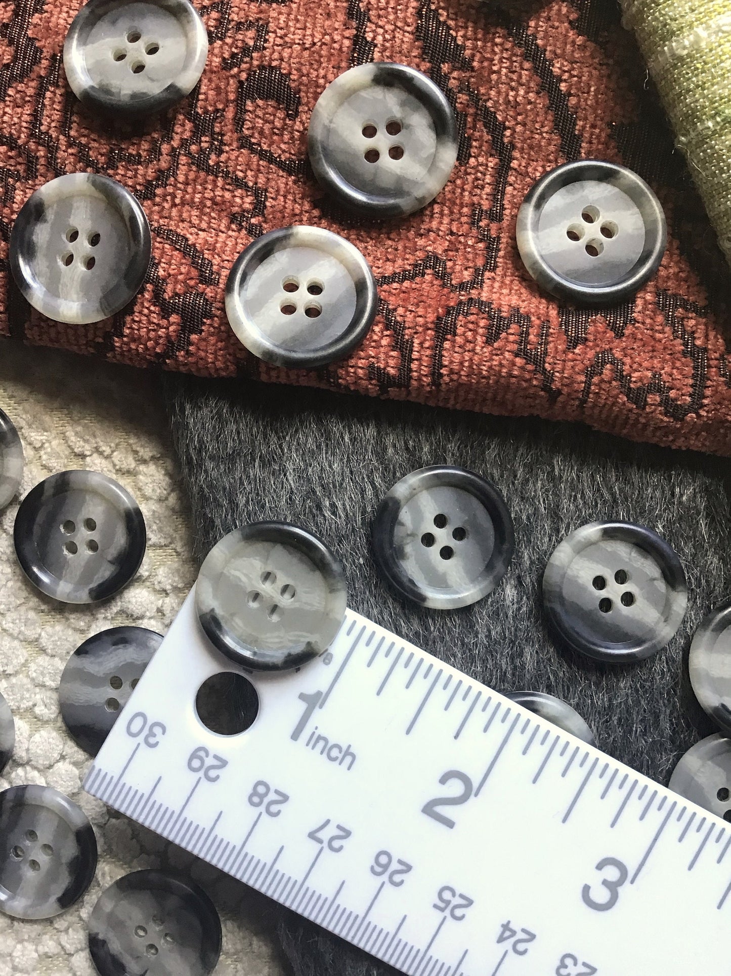 QUALITY Multi Grey Buttons ITALIAN Vintage Sewing Button for Clothing / Coat & Jacket Buttons 15/16" (22mm) 36L Designer Buttons 536