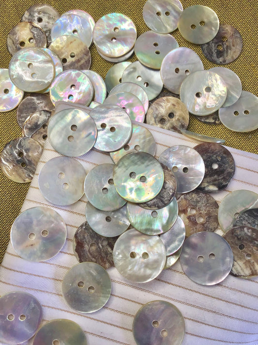 Mother of Pearl 2 Hole 11/16" (18mm) 28L Vintage Shell Buttons #903 Vintage/ Coat Buttons/ Wholesale Decorative Buttons