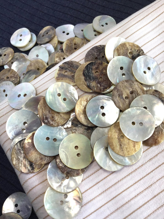 Mother of Pearl 2 Hole 11/16" (18mm) 28L Vintage Shell Buttons #973 Vintage Wholesale Decorative Buttons