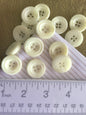 Abalone White Textured Italian 4 Hole 15/16" (23mm) 36L Vintage Buttons #908 Vintage/ Coat Buttons/ Wholesale Decorative Buttons