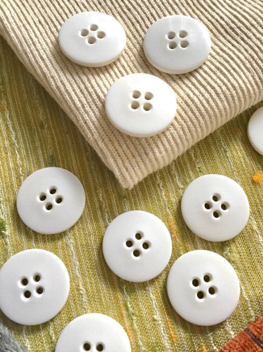 WHITE 1-1/4 inch 4 Hole Buttons Made in USA Vintage Sewing Button for Clothing / Coat & Jacket Buttons / Designer Decorative Buttons 548