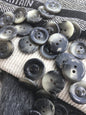 Italian Black Grey 2 Hole Buttons 13/16" (20mm) 32L Vintage Sewing Buttons #1098 by the piece & Wholesale Buttons