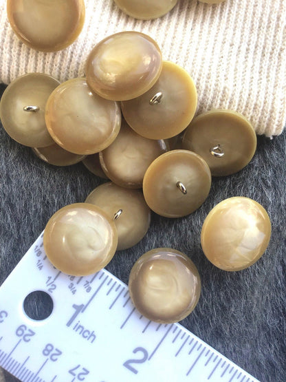 Italian Pearl Beige Brown Shank Buttons 15/16" (23mm) 36L Vintage Buttons #1099 by the piece & Wholesale Buttons