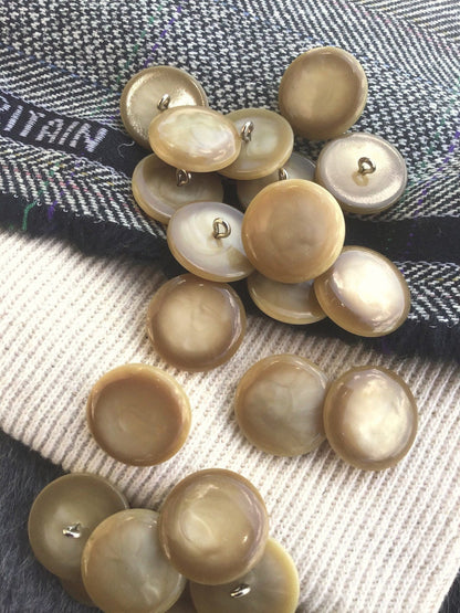 Italian Pearl Beige Brown Shank Buttons 15/16" (23mm) 36L Vintage Buttons #1099 by the piece & Wholesale Buttons